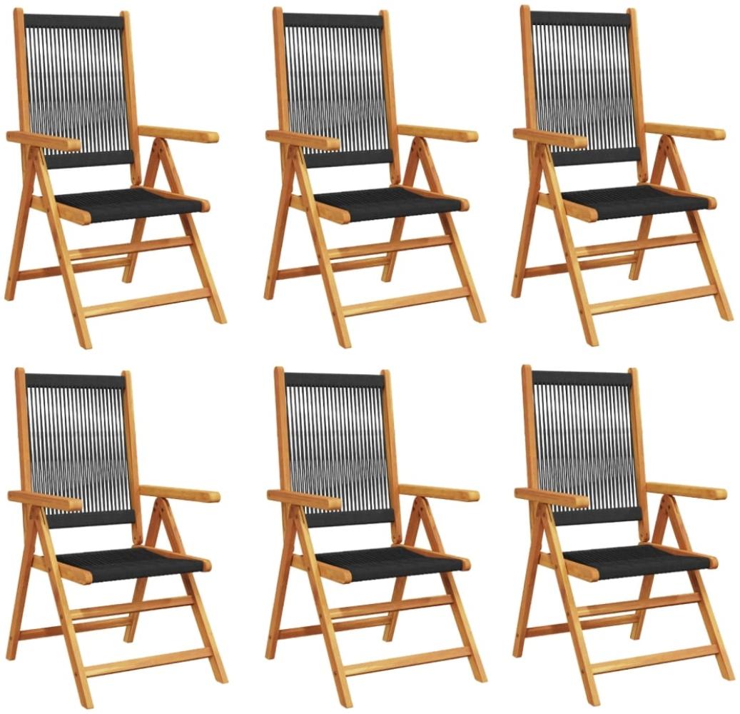 vidaXL Gartenstuhl Verstellbar 6 Stk. Schwarz Massivholz Akazie 3214530 Bild 1
