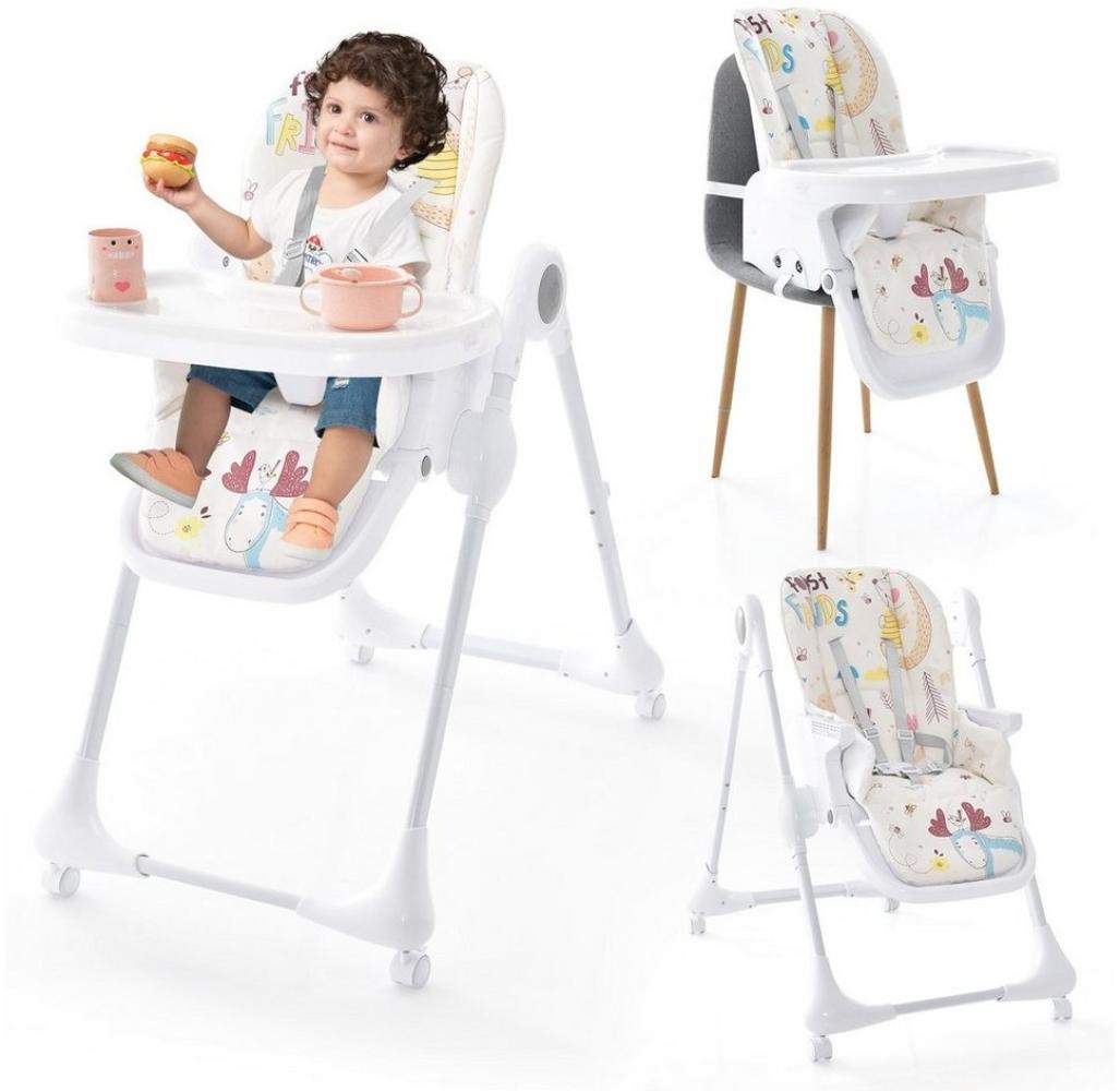 COSTWAY Hochstuhl, 3in1 klappbarer Babyhochstuhl, 7-stufiger Höhen, verstellbar Bild 1