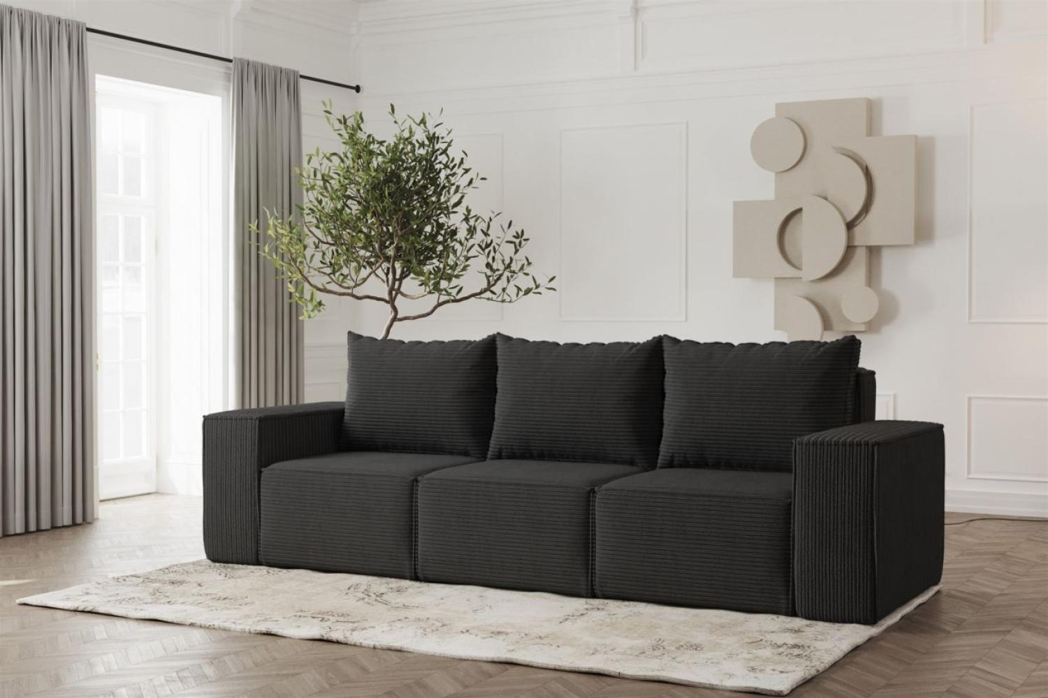 Sofa Designersofa ESTELLE 3-Sitzer in Stoff Poso Schwarz Bild 1
