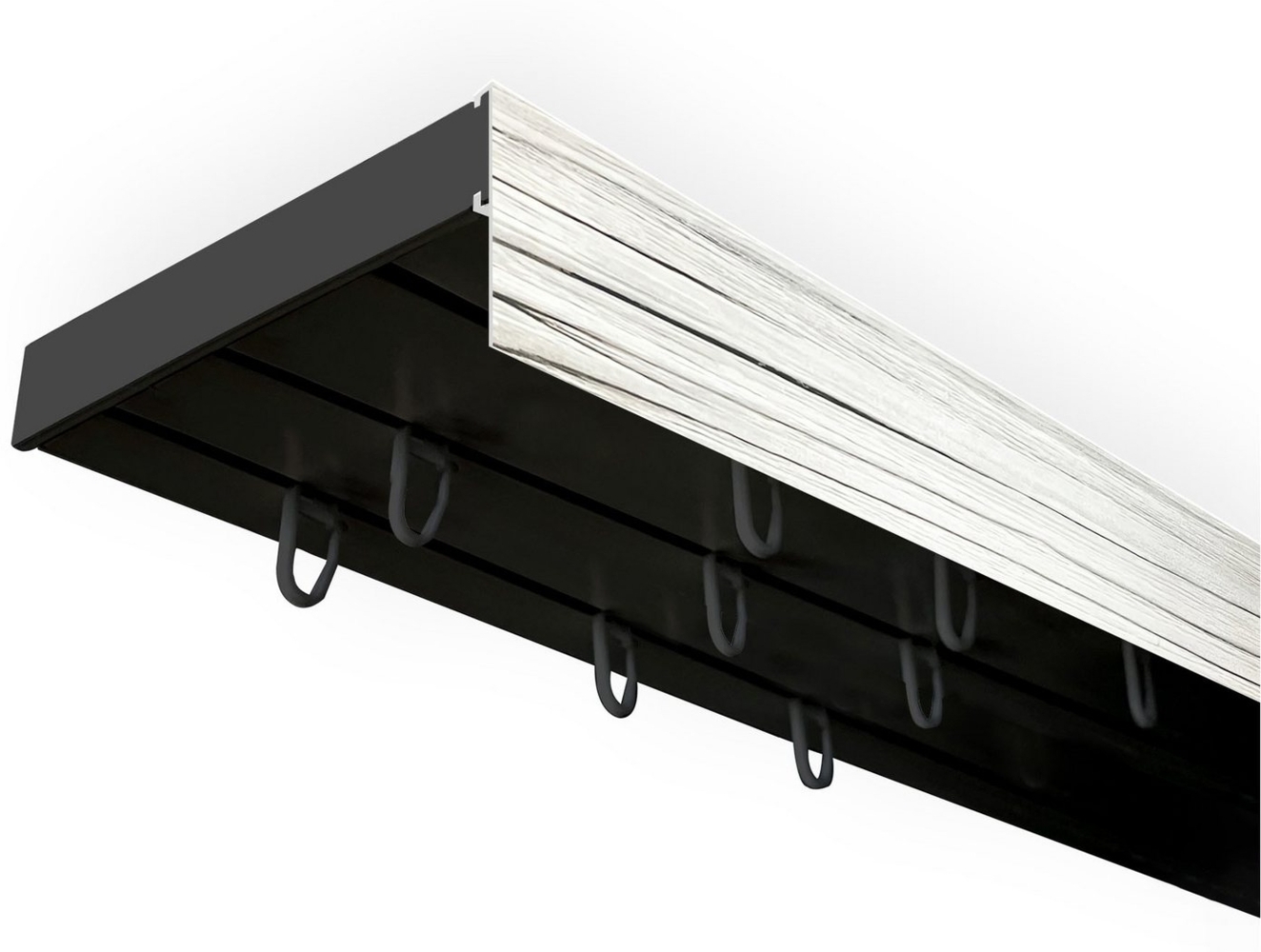 SN DECO GROUP Gardinenschiene Vorhangschiene SH (1) mit Blende 5 cm, 3-läufig, Fixmaß, mit Bohren, verschraubt, Kunststoff Bild 1