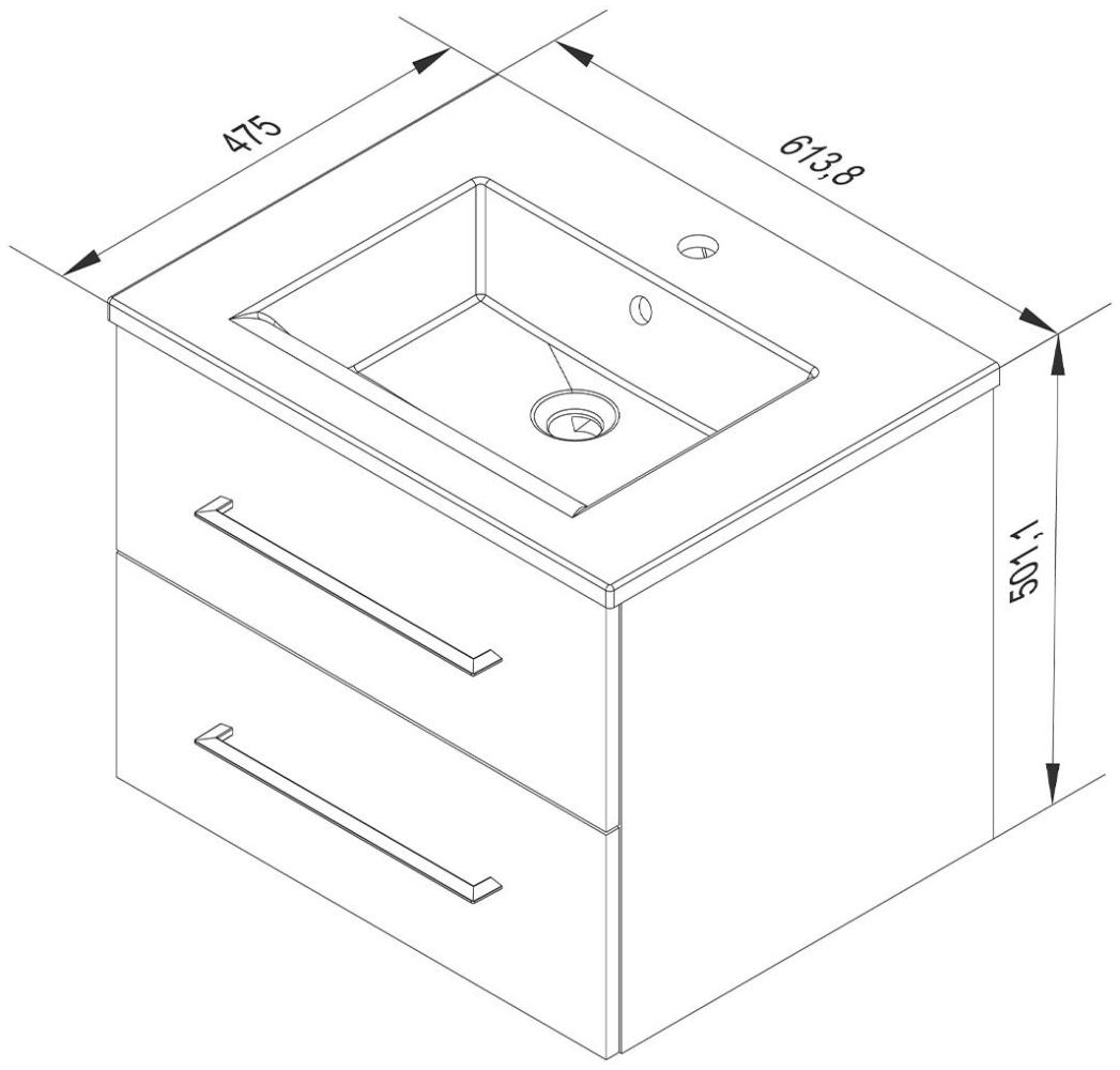 FACKELMANN B.PERFEKT Waschbecken mit Unterschrank 62 cm breit, Braun hell, Waschbecken Keramik Weiß Bild 1