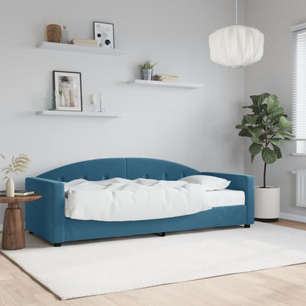 Tagesbett mit Matratze Blau 80x200 cm Samt (Farbe: Blau) Bild 1