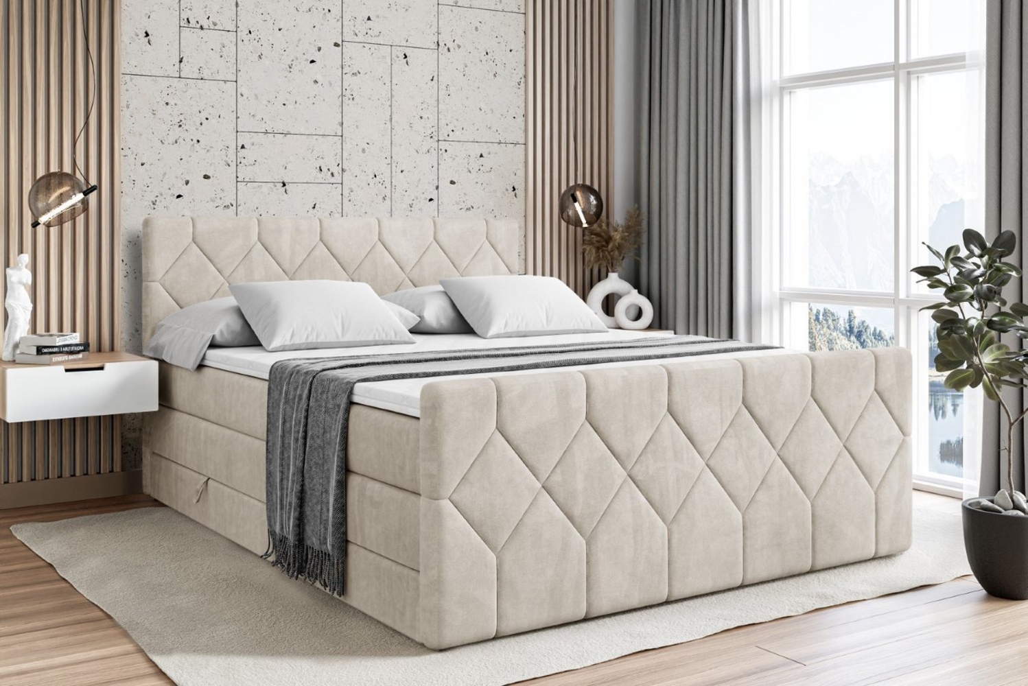 ALTDECOR Boxspringbett CATOR-Z KING (Multipocket-Matratze H4, H3 Matratze Bonellfederung, Topper, Kopfteil) Bild 1