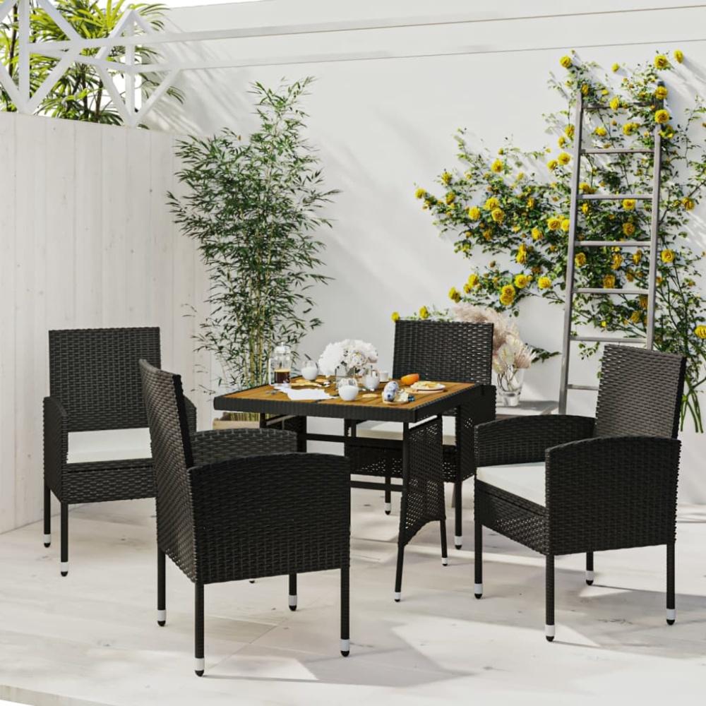 vidaXL 5-tlg. Garten-Essgruppe Poly Rattan Schwarz 3120090 Bild 1