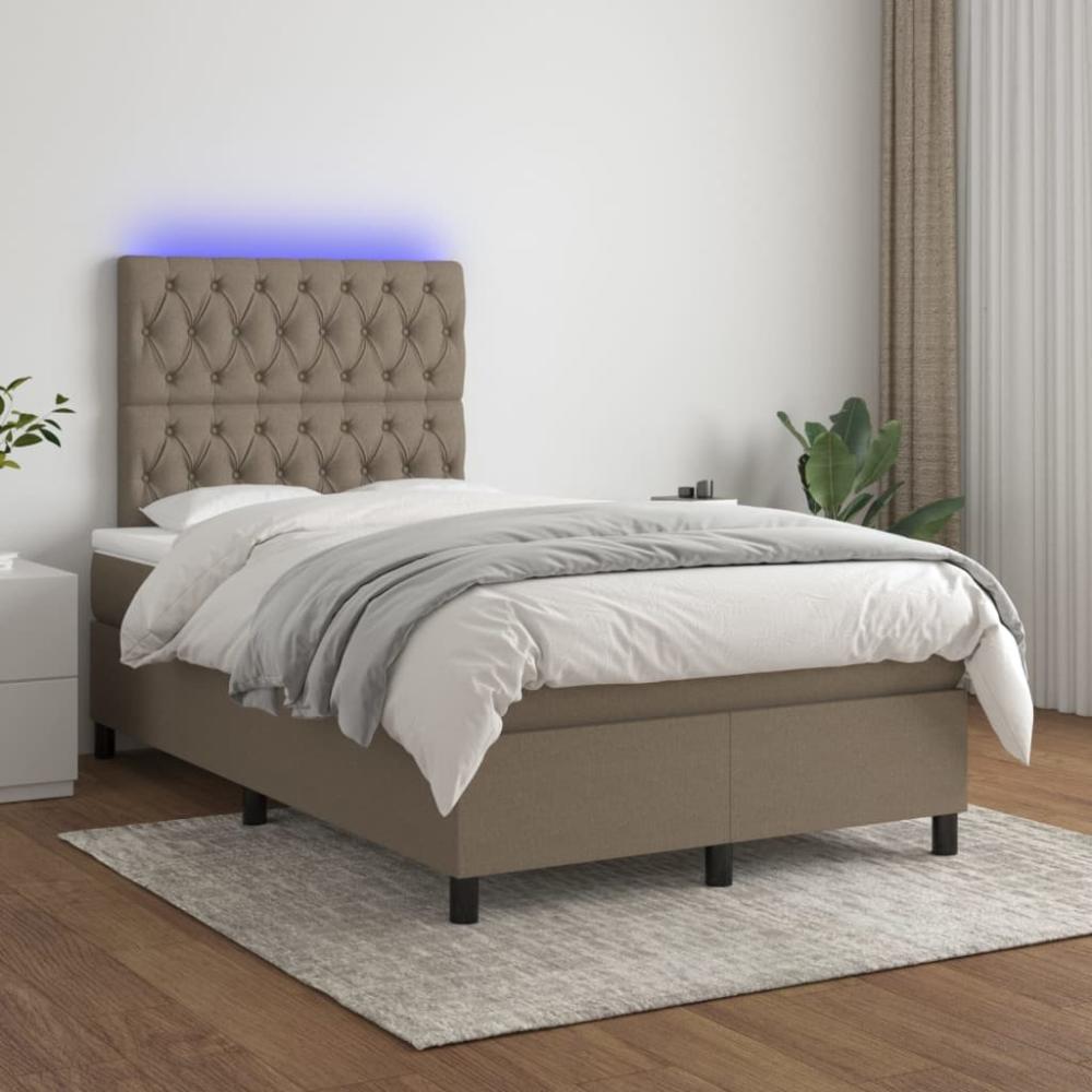 Boxspringbett mit Matratze & LED Stoff Taupe 120 x 200 cm, Härtegrad: H2 [3135105] Bild 1