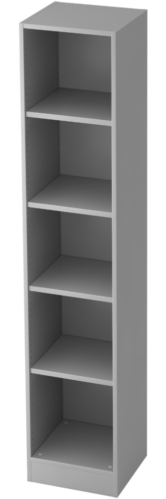 bümö office Regal grau, Standregal Holz - Aktenregal für Ordner & Bücher, Bücherregal 40 cm schmal, 5 OH Regal Wand, Büroregal, Holzregal, Ordnerregal, Buchregal, Wandregal, Büromöbel, 6040-5 Bild 1