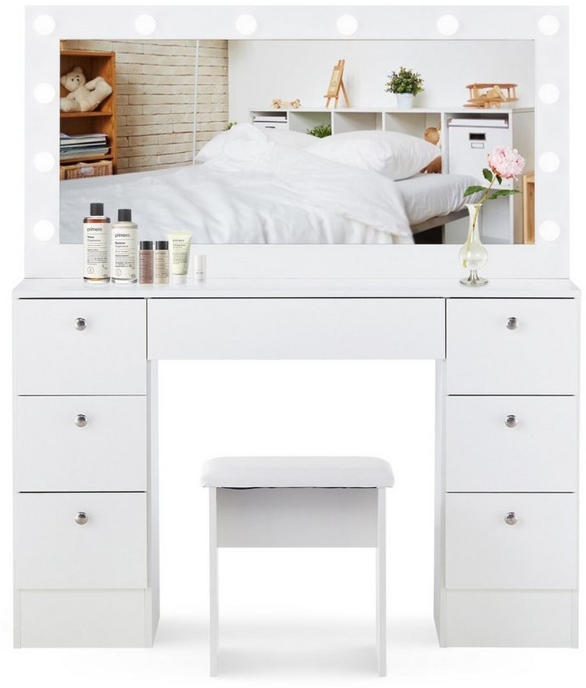 Ofcasa Schminktisch mit LED-Beleuchtung (2 Pakete), 7-Schubladen Bild 1