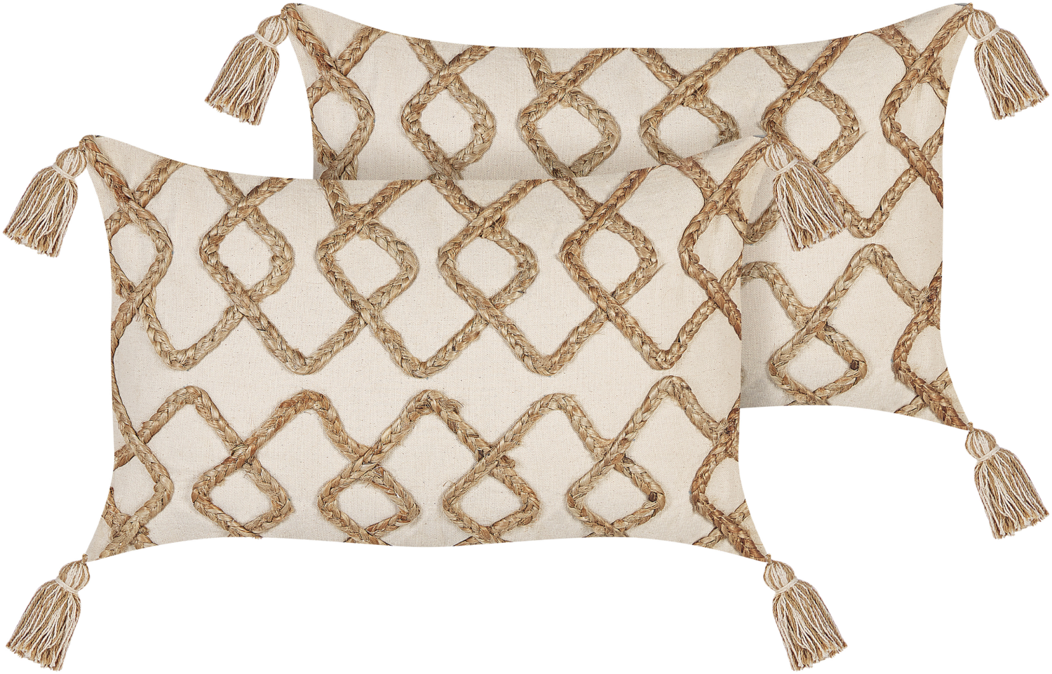 Kissen 2er Set INCANA Bouclé 30 x 50 cm Geometrisches Muster Beige Bild 1