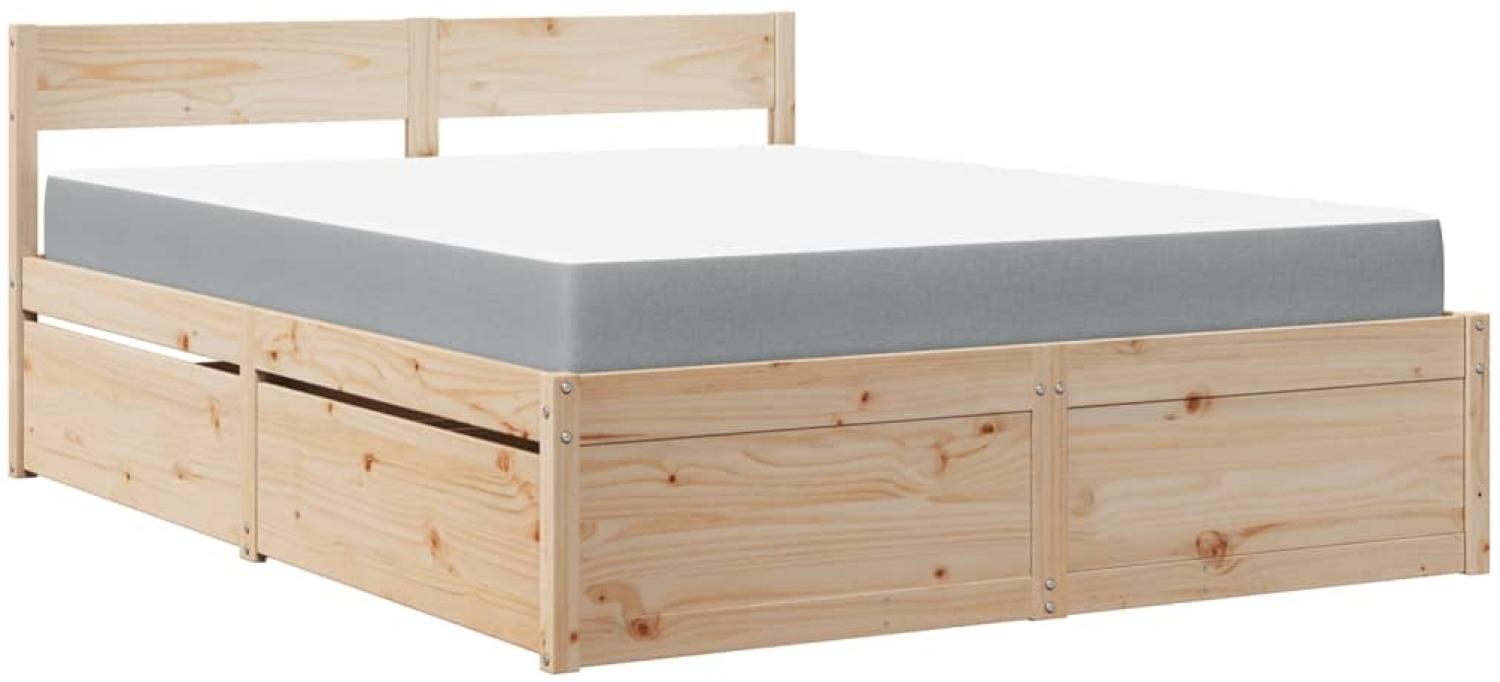 vidaXL Bett mit Schubladen und Matratze 160x200 cm Massivholz Kiefer 3281892 Bild 1
