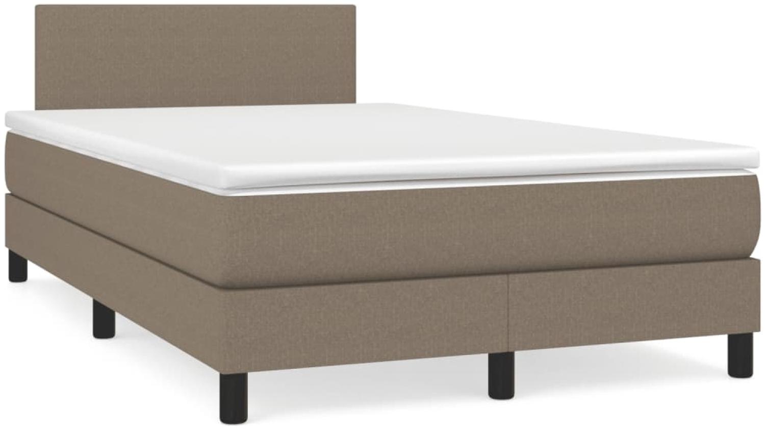 vidaXL Boxspringbett mit Matratze, Stoff, Taupe, 120 x 190 cm, H2 Bild 1