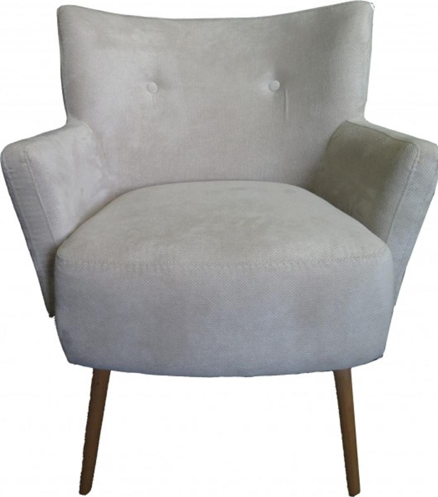 Casa Padrino Retro Salon Sessel Beige-Grau - Cocktailsessel 60er Jahre Stuhl Bild 1