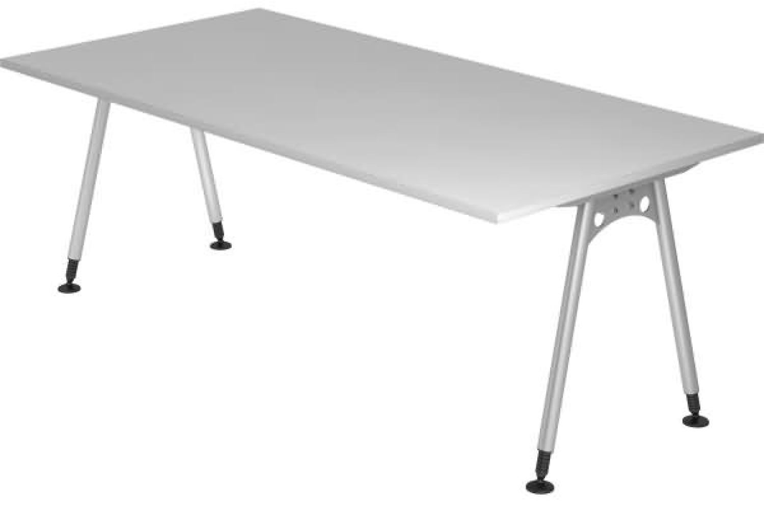 Schreibtisch AS2E A-Fuß 200x100cm Grau Gestellfarbe: Silber Bild 1