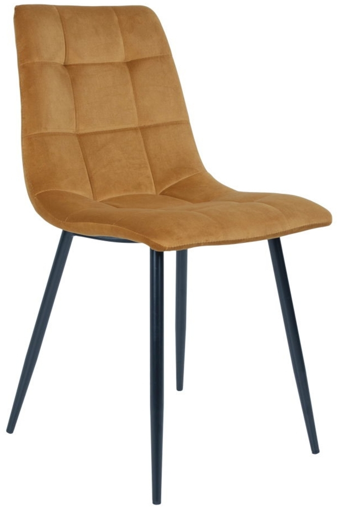 Esszimmerstuhl, Samt, Senfgelb, schwarze Beine, HN1004 Bild 1