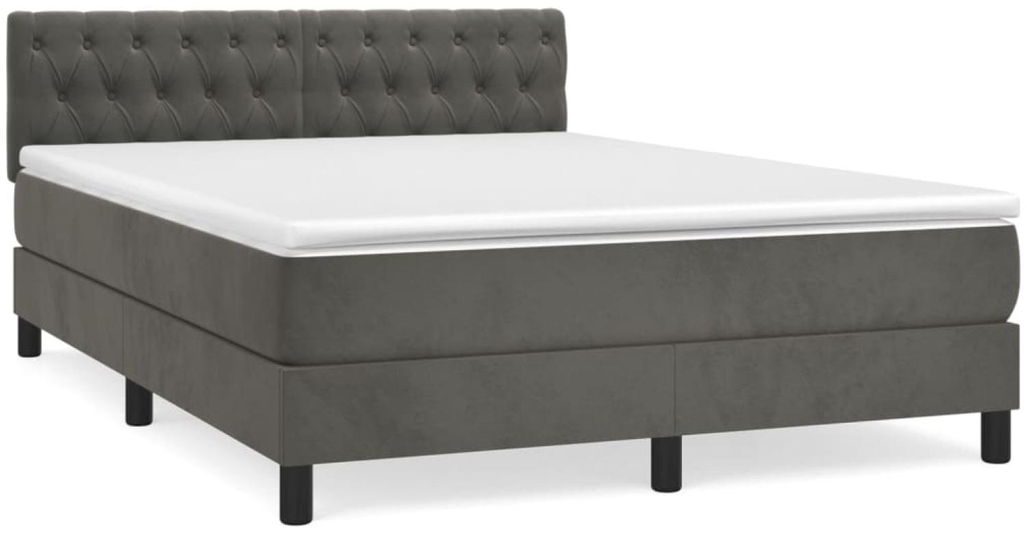 vidaXL Boxspringbett mit Matratze Dunkelgrau 140x190 cm Samt 3141480 Bild 1