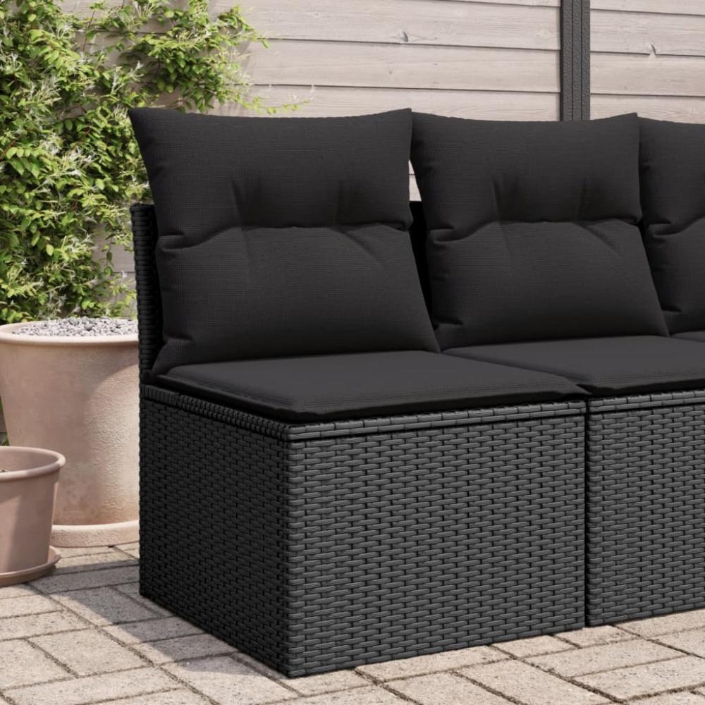 vidaXL Gartensessel ohne Armlehnen mit Kissen Schwarz Poly Rattan 365984 Bild 1