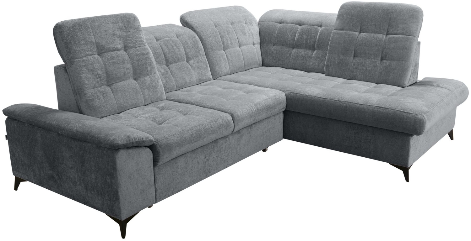 robin 'NEO' Ecksofa mit Schlaffunktion und verstellbarer Bettkasten, Chenille-Stoff grau, 343 x 210 x 90 cm Bild 1