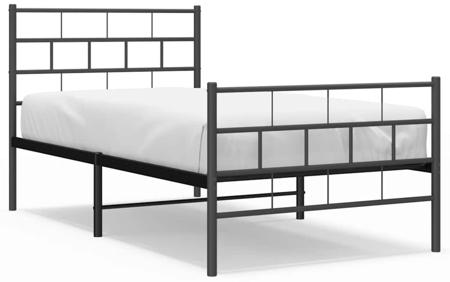 vidaXL Bettgestell mit Kopf- und Fußteil, Metall, Schwarz, 100x200 cm Bild 1
