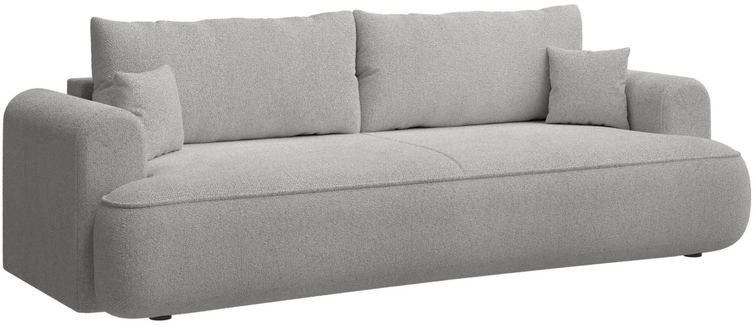 Selsey Ovo - 3-Sitzer Schlafsofa mit Bettkasten, Chenille-Bezug in Hellgrau, 250 cm Bild 1