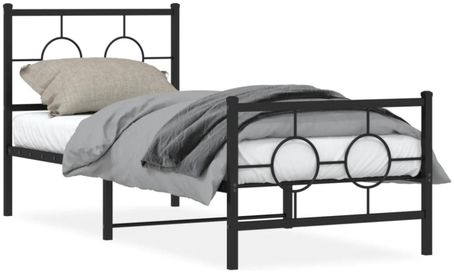 vidaXL Bettgestell mit Kopf- und Fußteil Metall Schwarz 75x190 cm 376234 Bild 1