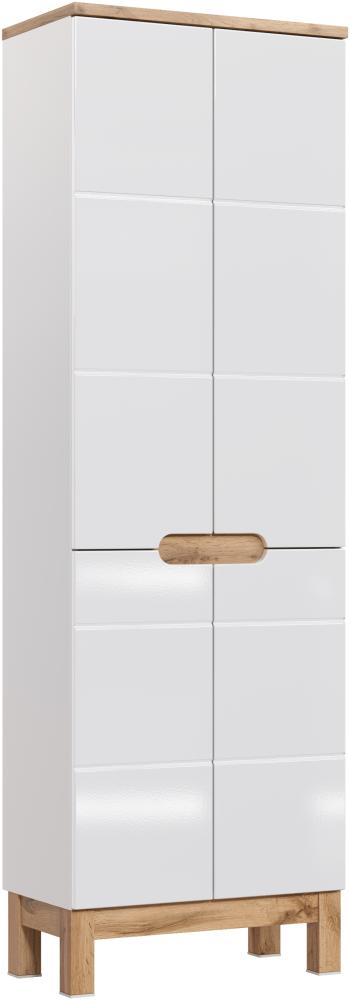 Domando Badschrank Stintino M3 Modern Breite 60cm, Soft-Close-Funktion, Hochglanz in Weiß Matt und Weiß Hochglanz Bild 1