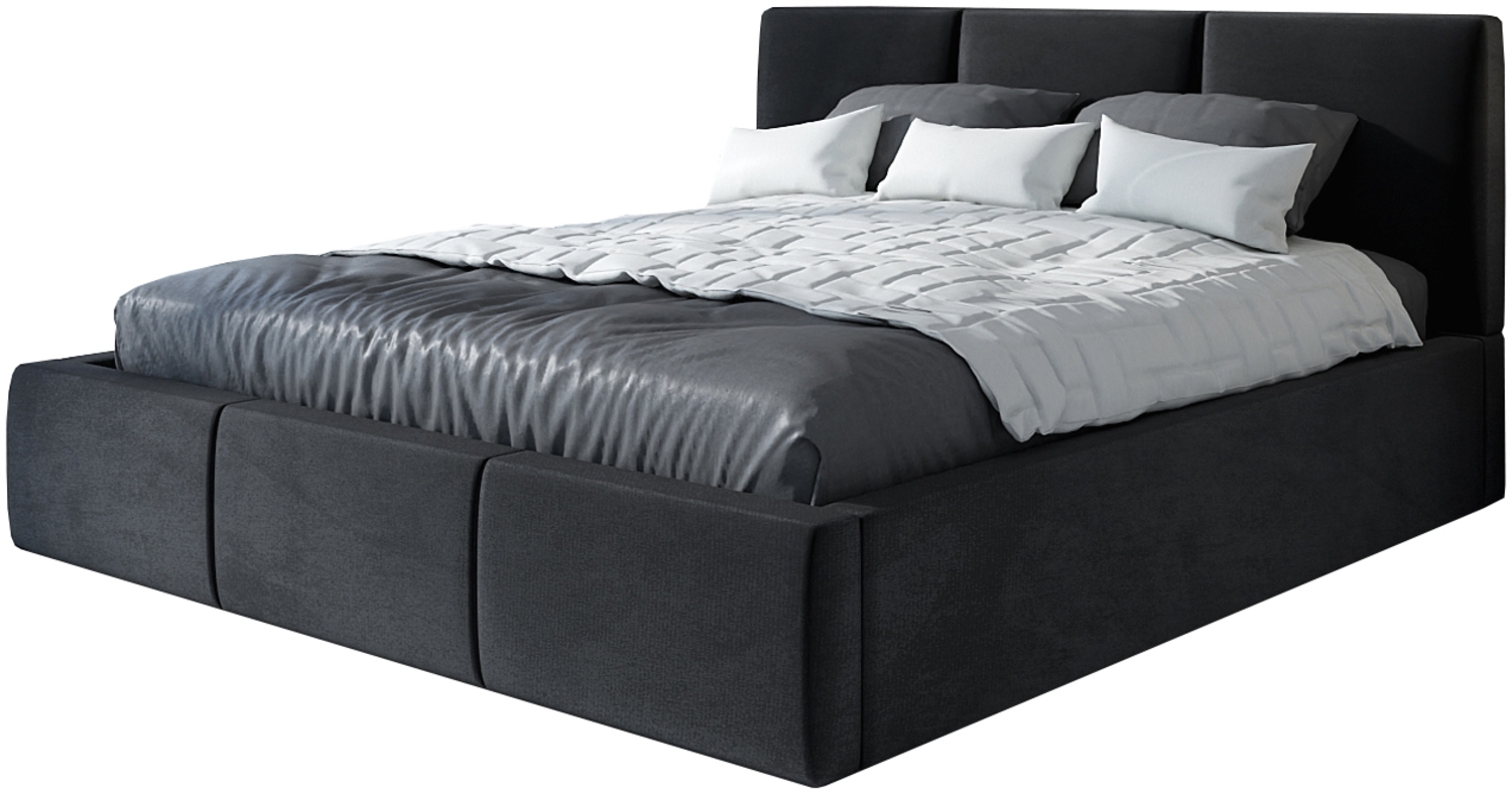 Polsterbett VEROM-OM 180x200 mit Bettkasten und Lattenrost. Farbe: Schwarz 20 Bild 1