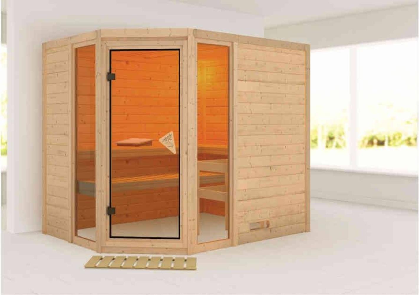 Karibu Sauna Innenkabine Sinai Innensauna 3 Sitzbänke aus Holz Saunakabine mit 40 mm Wandstärke Dampfsauna mit Montagematerial Bild 1