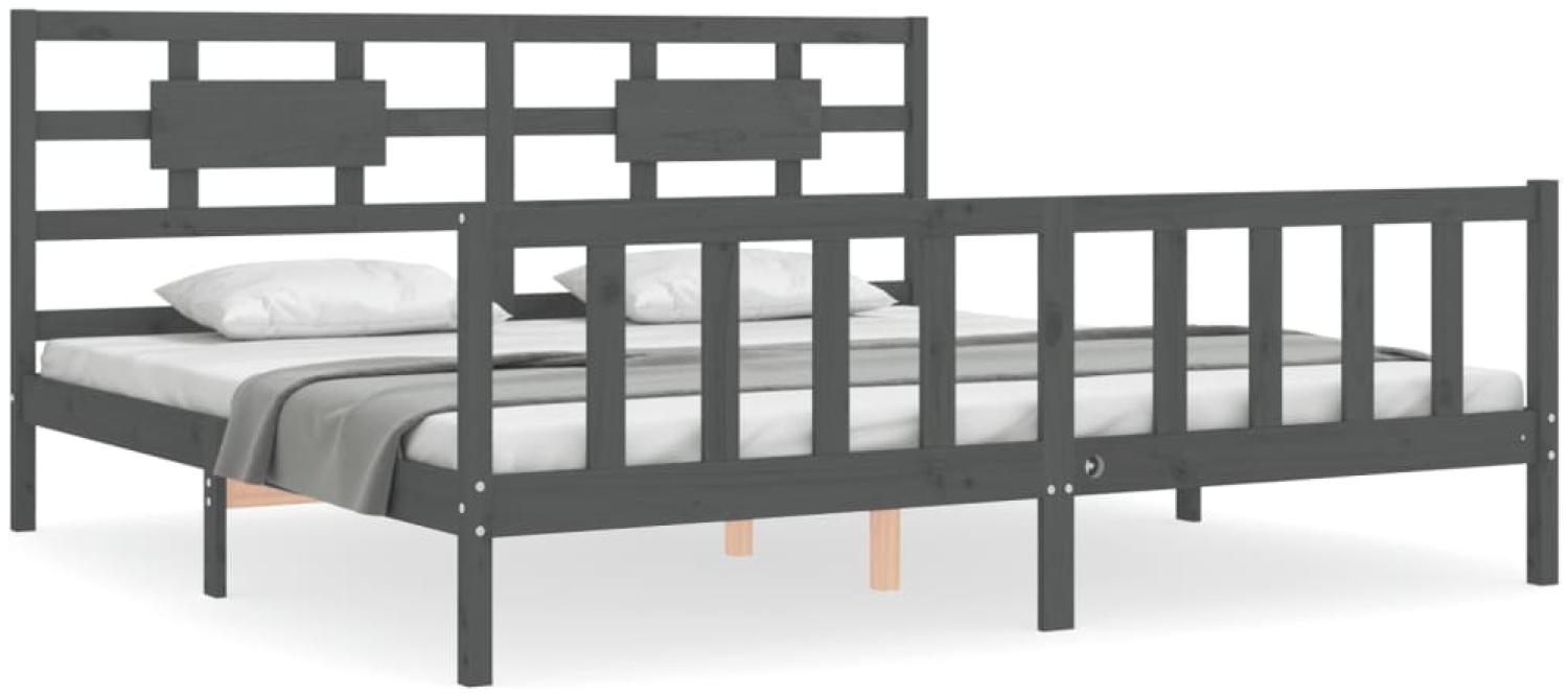 vidaXL Massivholzbett mit Kopfteil Grau 200x200 cm 3192578 Bild 1