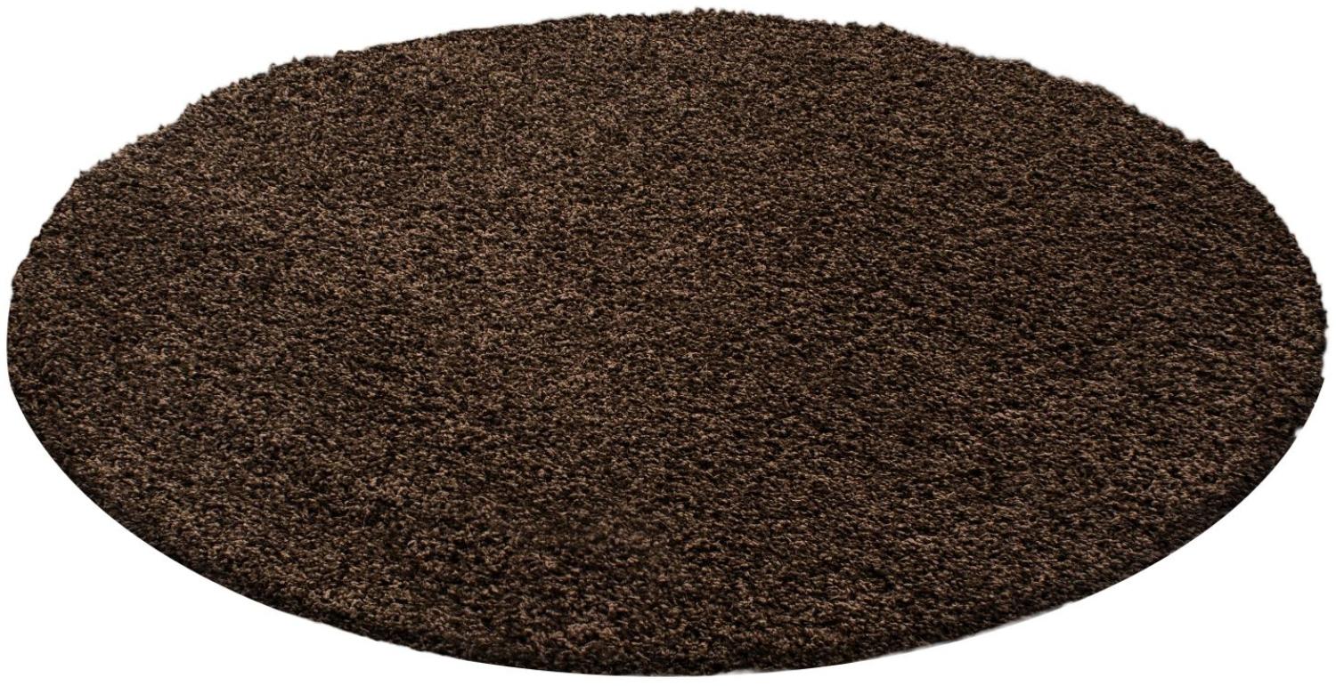 Teppich DREAM Shaggy BROWN 120 X 120cm Rund Bild 1