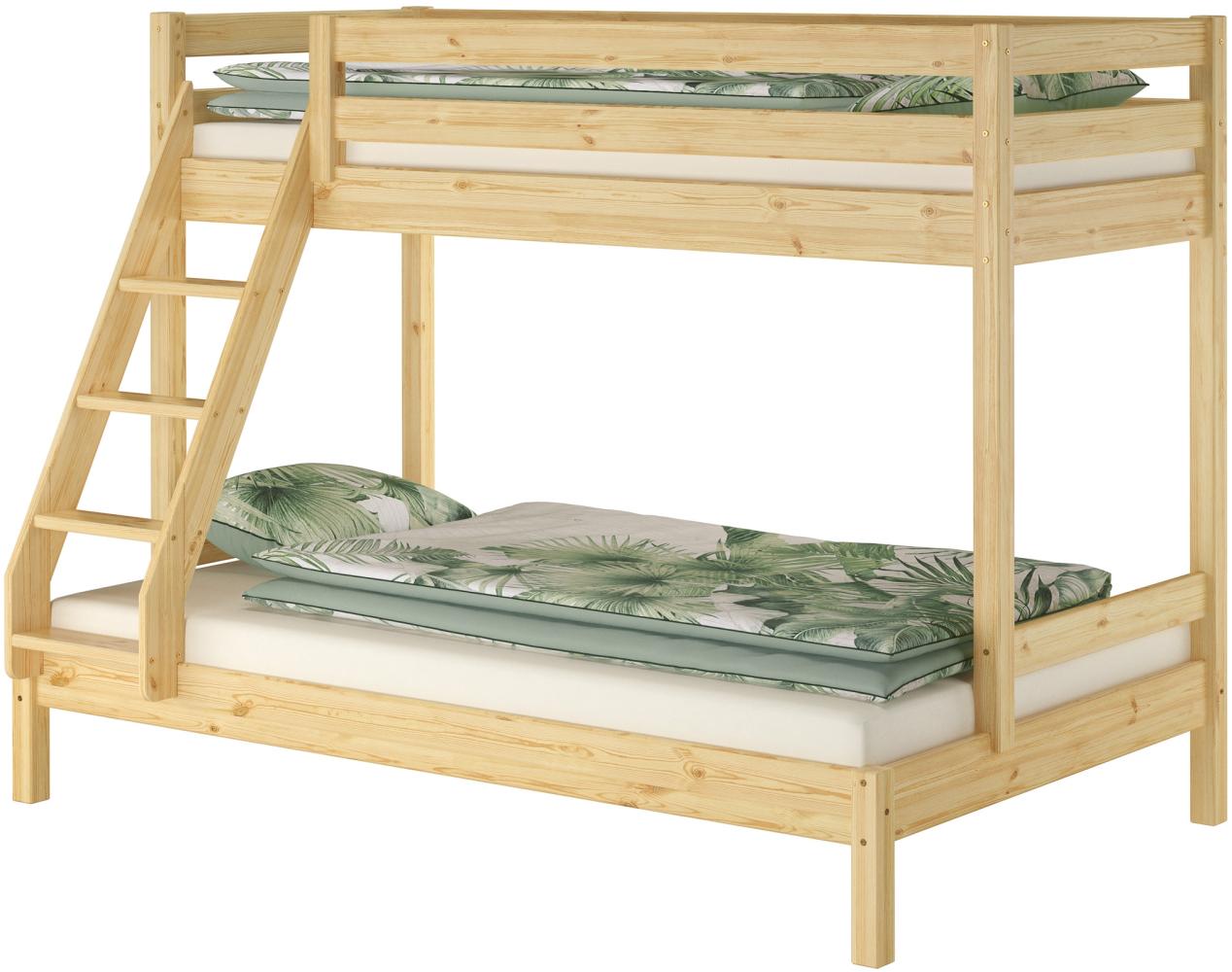 Doppel-Etagenbett 120x200 und 80x200 Erwachsenen-Stockbett Kiefer Massivholz natur V-60.18-08-12ohne Zubehör Bild 1