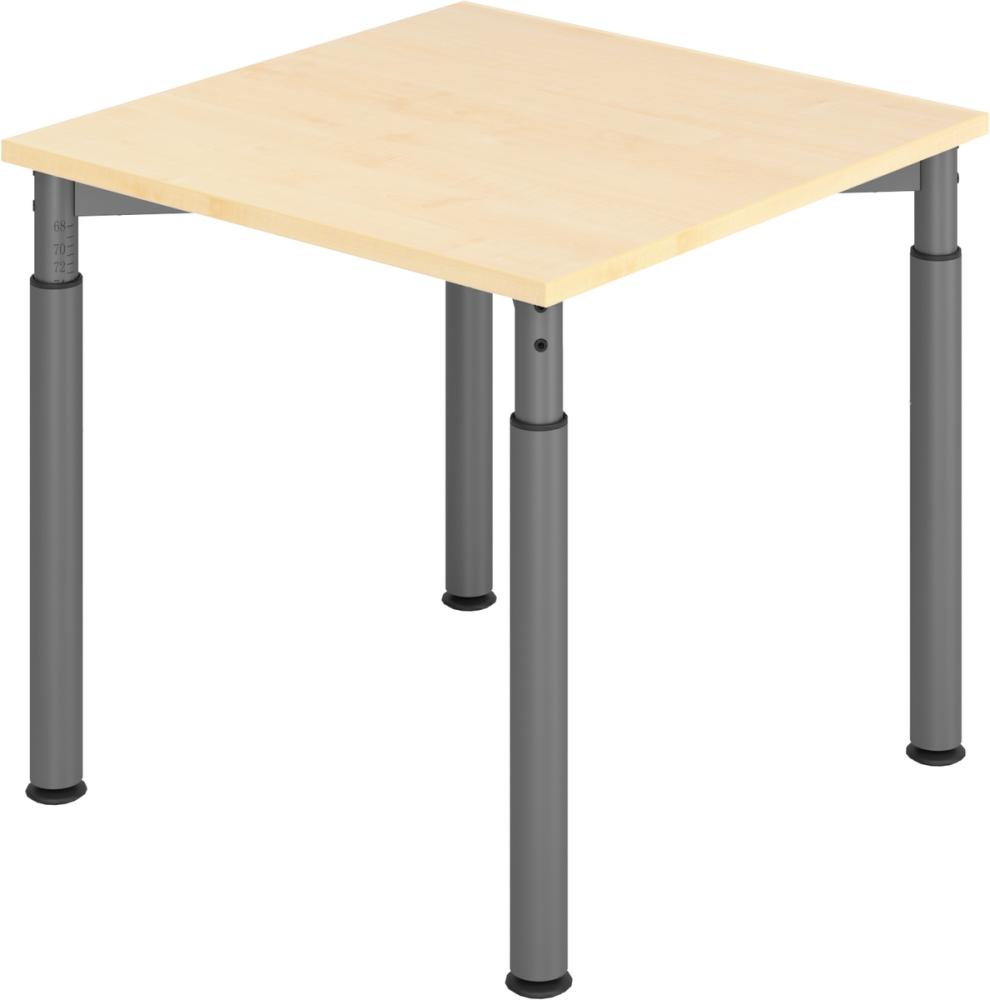 bümö höhenverstellbarer Schreibtisch 80x80 cm in Ahorn, Gestell graphit - PC Tisch höhenverstellbar & klein, höhenverstellbarer Tisch Büro, kleiner Computertisch verstellbar, Y-Serie, YS-08-3-G Bild 1