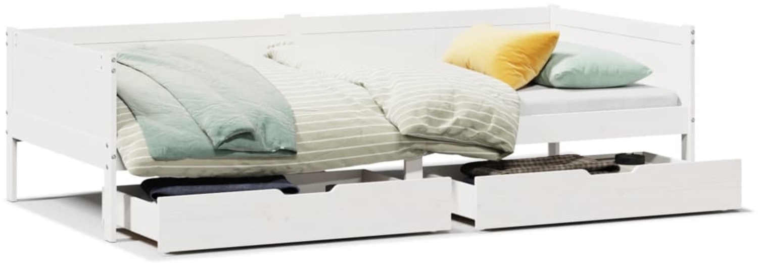 vidaXL Tagesbett mit Schubladen Weiß 90x190 cm Kiefernholz 3302097 Bild 1