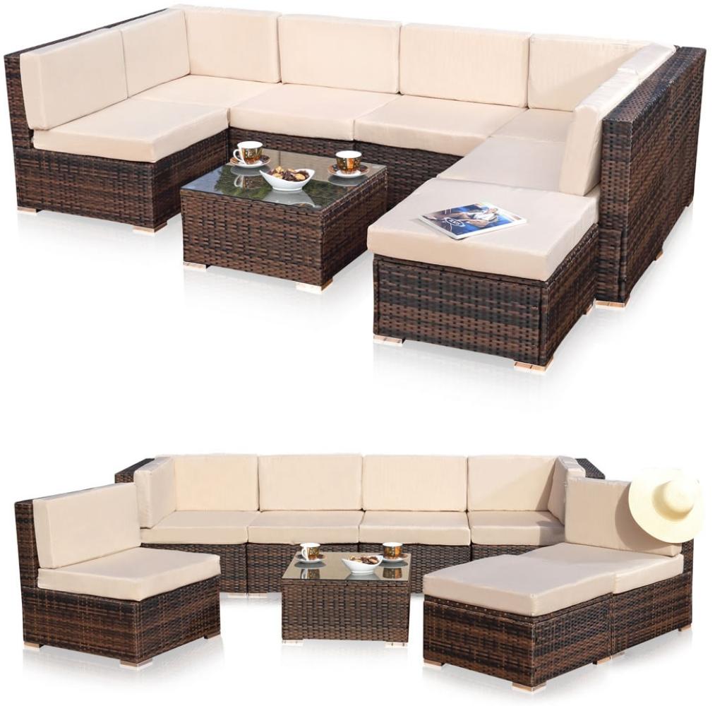 Sitzgruppe Sitzgarnitur Lounge Gartenmöbel Gartenset Rattan Sitzgruppe braun XL Bild 1