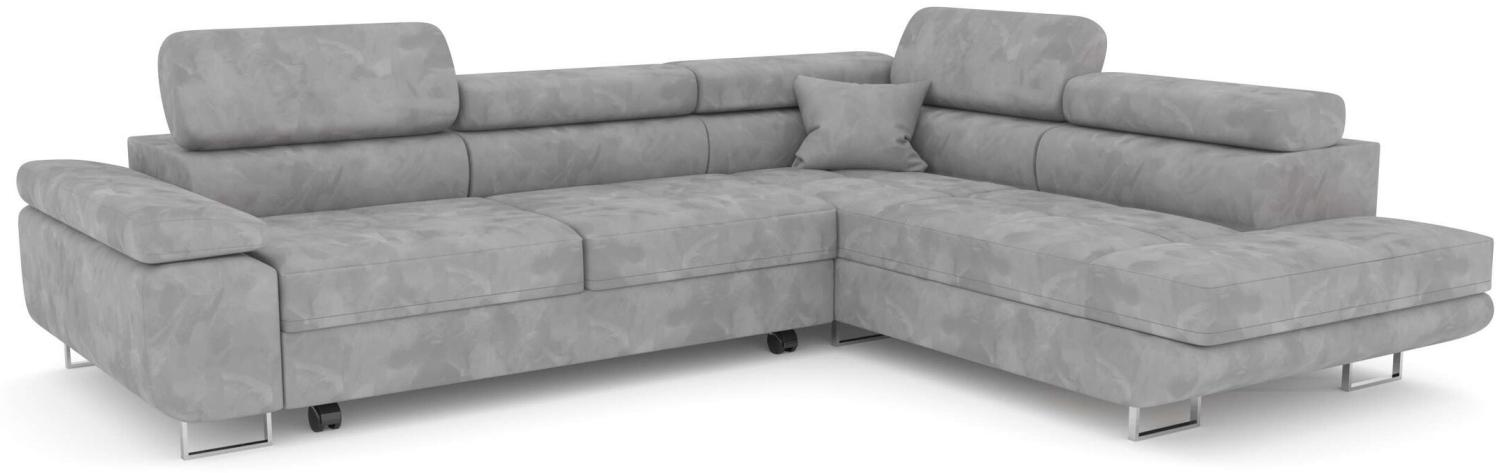 Stylefy Marokko Ecksofa Silber Velours MONOLITH Rechts Bild 1