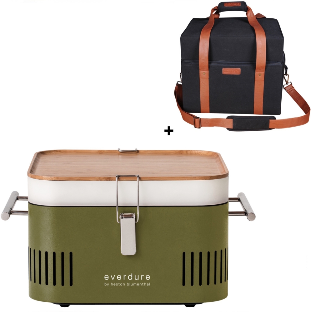 Everdure Holzkohlegrill Cube Farbe Khaki tragbar inkl. Transporttasche Bild 1