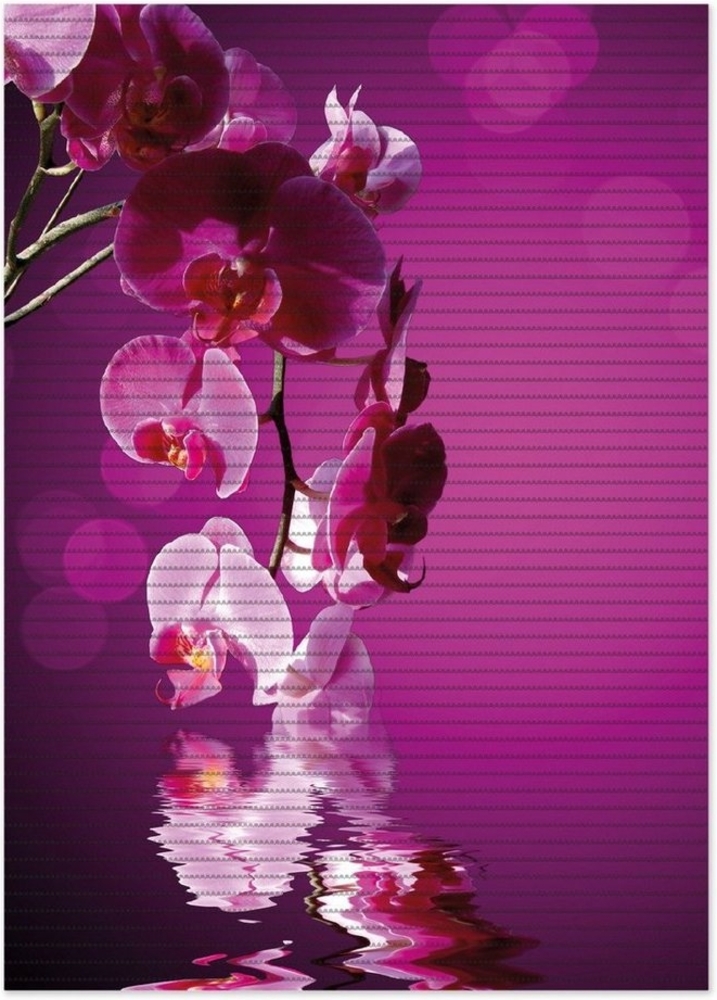 Wallario Schaum-Badematte Rosafarbene Orchidee Blüten in pink, Höhe 5.5 mm, rutschhemmend, geeignet für Fußbodenheizungen, Polymer-Schaum, rechteckig Bild 1
