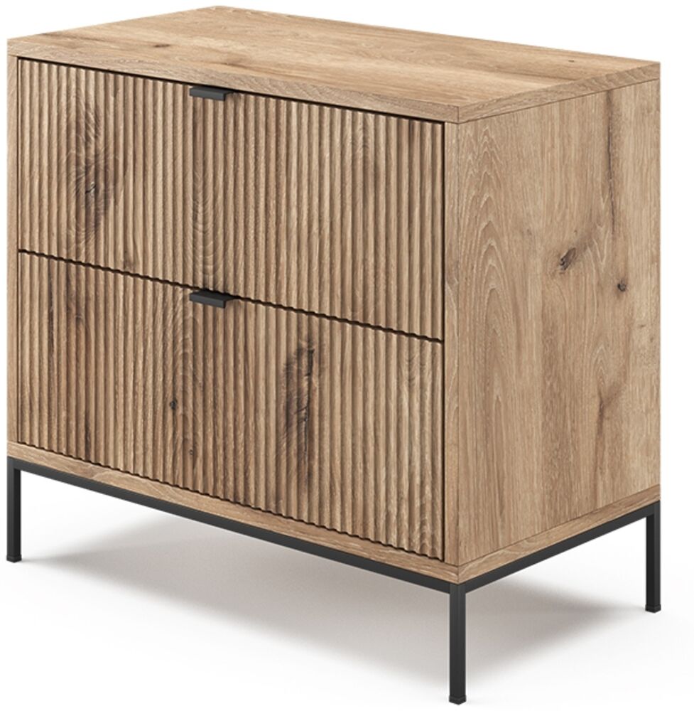 Nachttisch Eliza Viking Oak 66 x 60 cm mit 2 Schubladen Vicco Bild 1