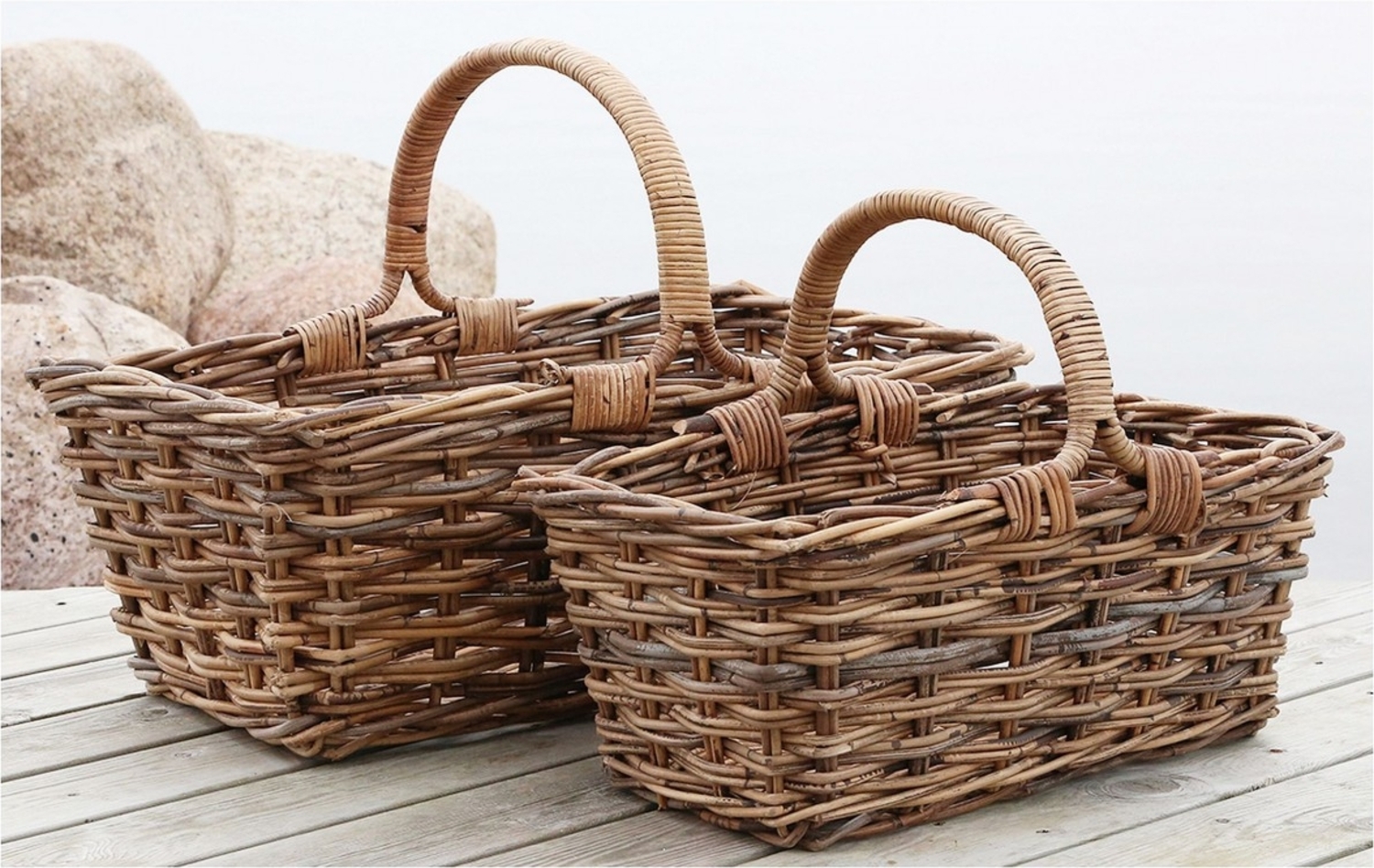 2er Set Korb Rattankorb Deko Korb Einkaufskorb Rattan Chic Antique 15011830 Bild 1