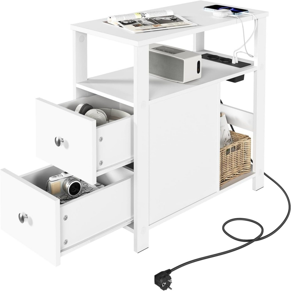 Woltu Beistelltisch, Nachttisch mit ladestation, 60x60x30 cm, Holzwerkstoff Bild 1