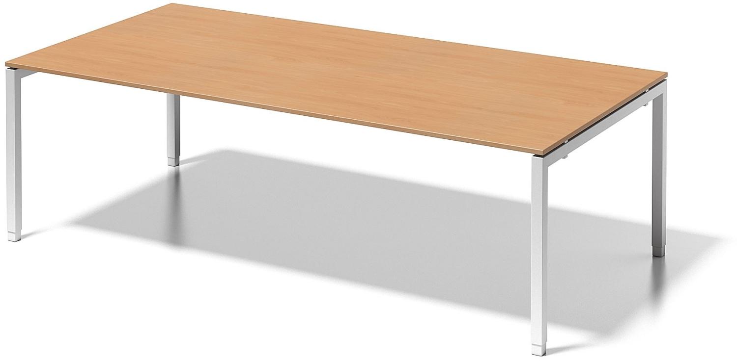 Cito Chefarbeitsplatz/Konferenztisch, 650-850 mm höheneinstellbares U-Gestell, H 19 x B 2400 x T 1200 mm, Dekor buche, Gestell verkehrsweiß Bild 1