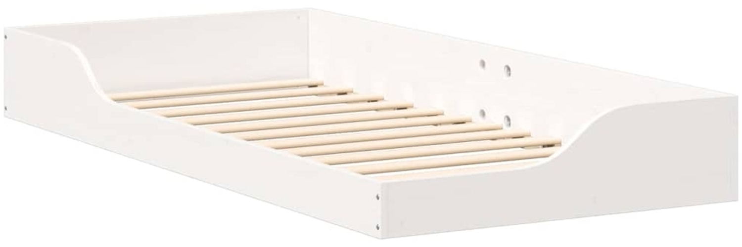 vidaXL Bettrahmen Weiß 90 x 200 cm Massives Kiefernholz 873389 Bild 1