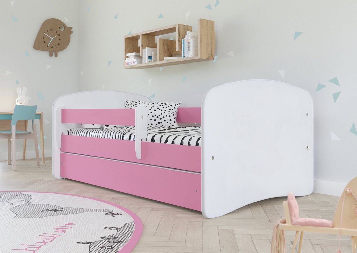 Bjird Kinderbett Babydream 180x80 cm 160x80 cm 140x70 cm (optional mit Matratze, mit Schublade Rausfallschutz und Lattenrost), verschieden Farben und Varianten für Mädchen und Jungen Bild 1