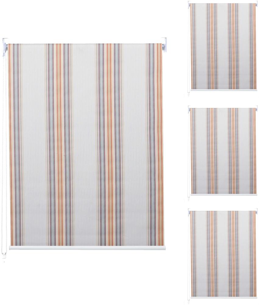 4er-Set Rollo HWC-D52, Fensterrollo Seitenzugrollo Jalousie, 120x230cm Sonnenschutz blickdicht ~ grau/braun/orange Bild 1