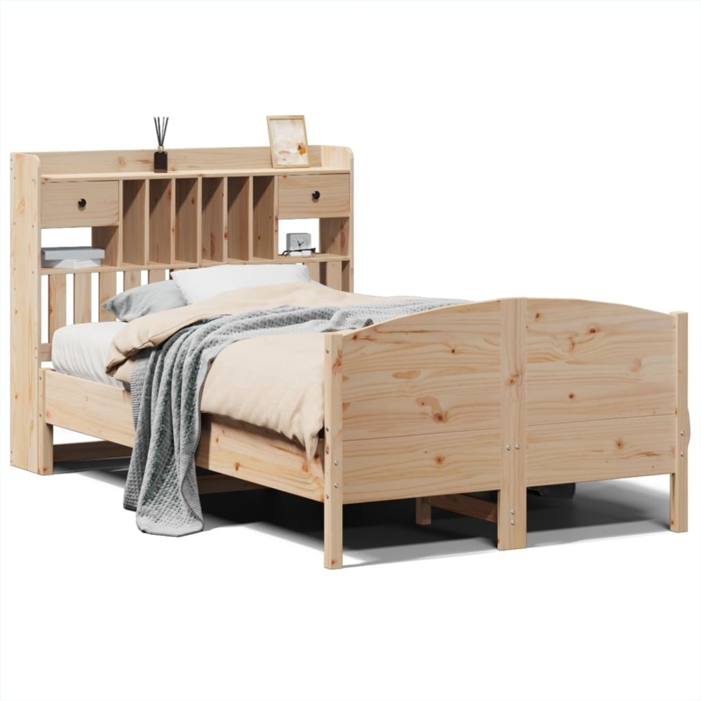 vidaXL Massivholzbett mit Regal ohne Matratze 135x190 cm Kiefer 3323152 Bild 1