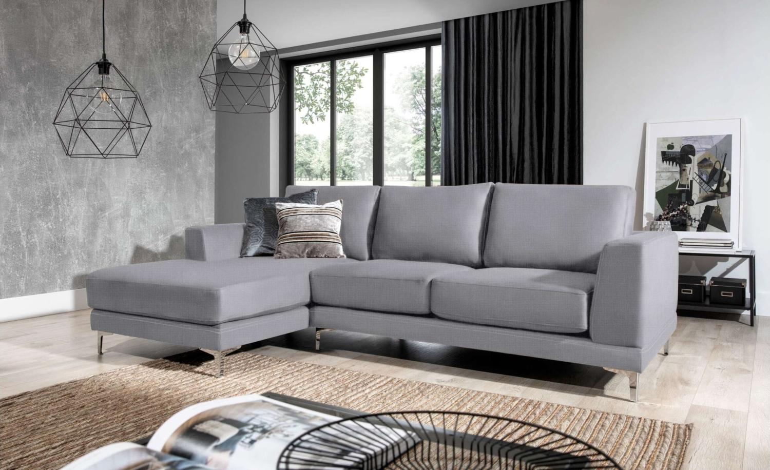 Stylefy Aria Ecksofa Velours ORINOCO Hellgrau Links Bild 1