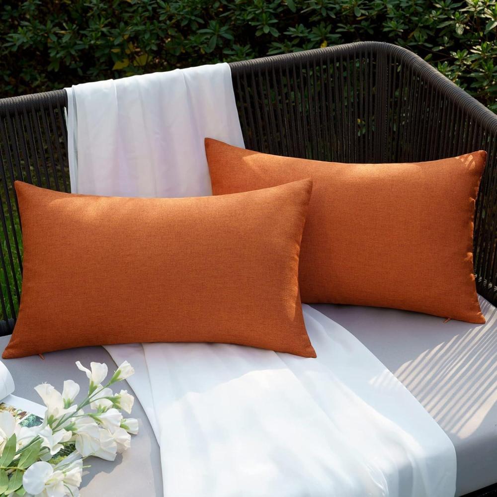 EMEMA Kissenbezug Herbst Outdoor Wasserdicht Dekokissen 2er Set 30x50 cm Orange Bild 1