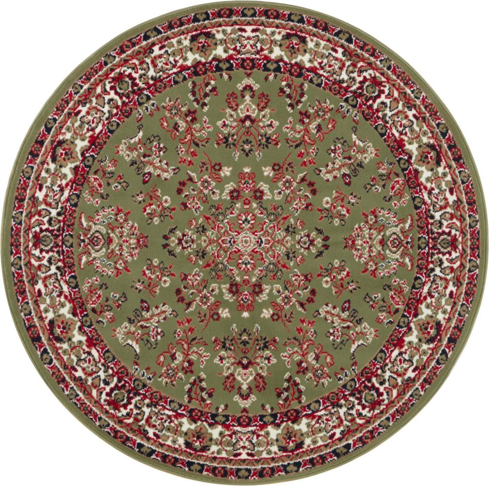 Kurzflor Orient Teppich Zabul - grün - 140 cm Durchmesser Bild 1