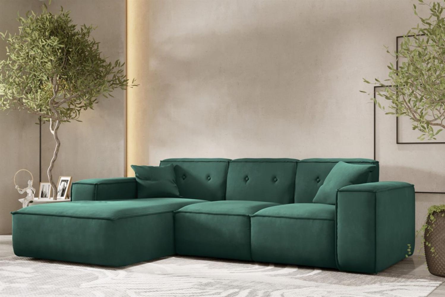 Ecksofa Designersofa CESINA Stoff Opera Velvet Grün Ottomane Links Bild 1