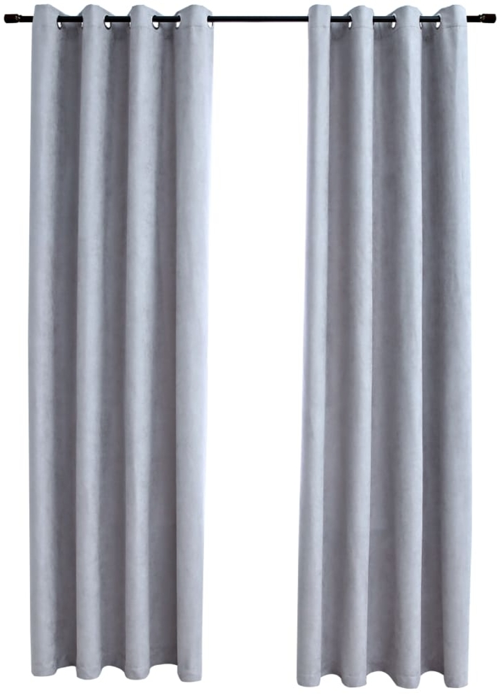 vidaXL Verdunkelungsvorhänge mit Metallösen 2 Stk. Grau 140x175 cm 134464 Bild 1