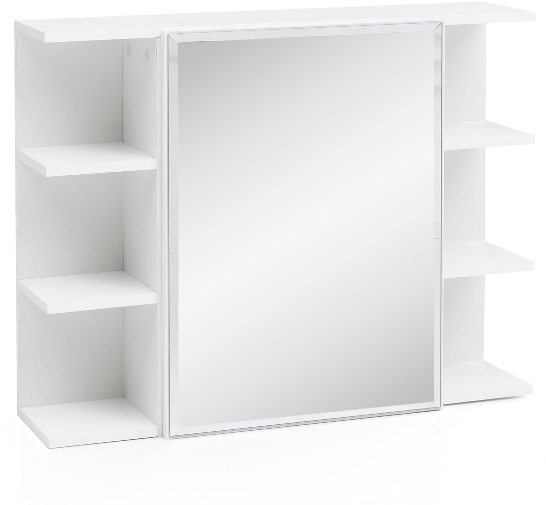 Wohnling Hängeschrank Spanplatte Spiegelschrank Modern, Weiß , 80 x 64,5 x 20 cm Bild 1