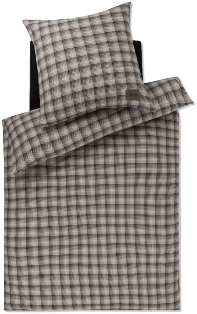 JOOP! Bettwäsche Soft Checks 45000 17 Taupe Flanell 155 x 220 + 80 x 80 cm Bild 1